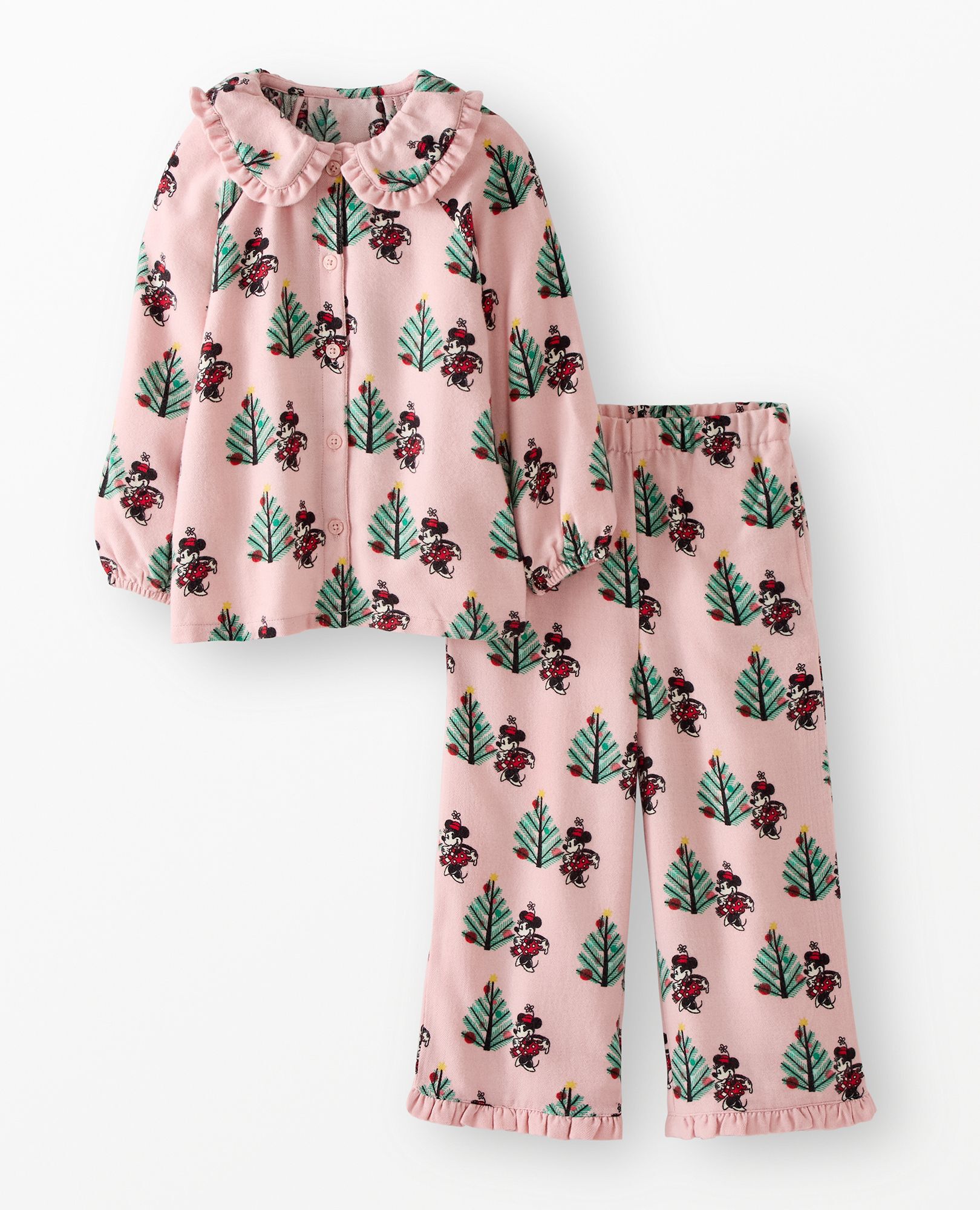 Disney Minnie Mouse Holiday Ruffle Flannel Pajama Set