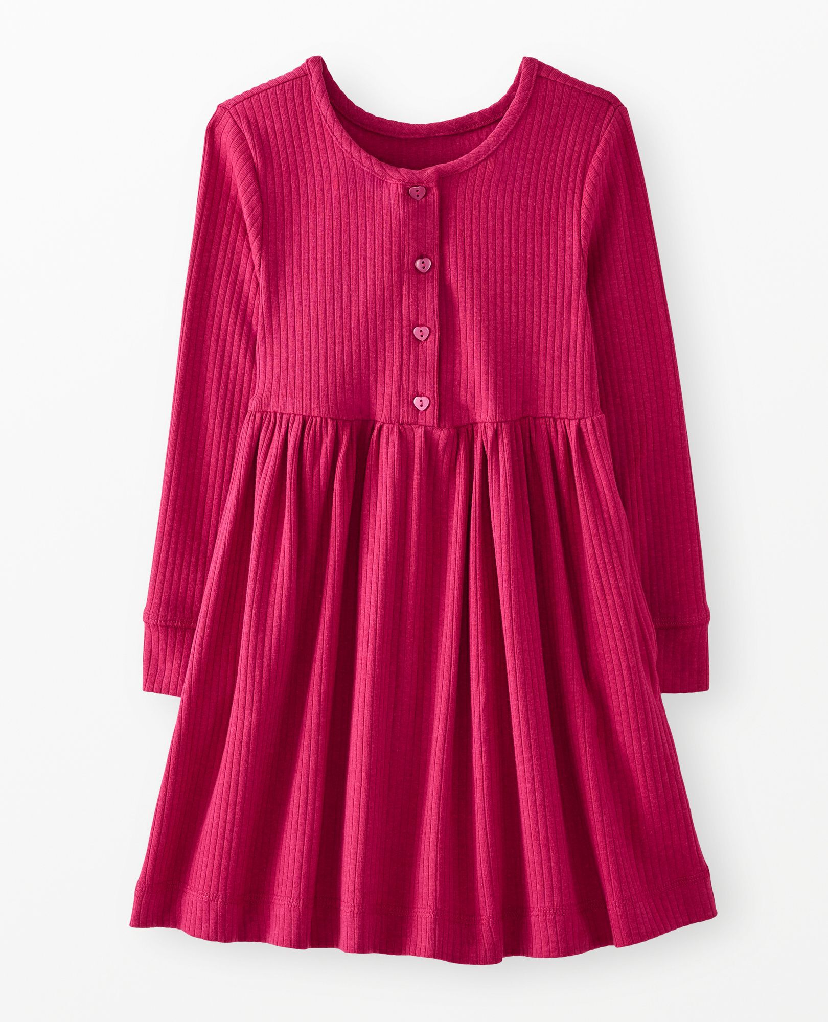 Long Sleeve Heart Button Ribbed Henley Dress - Image 4