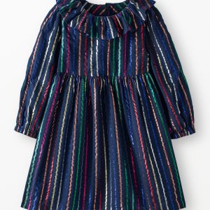 Long Sleeve Rainbow Striped Dress with Pockets
