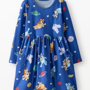 Bluey Long Sleeve Dress with Pockets
