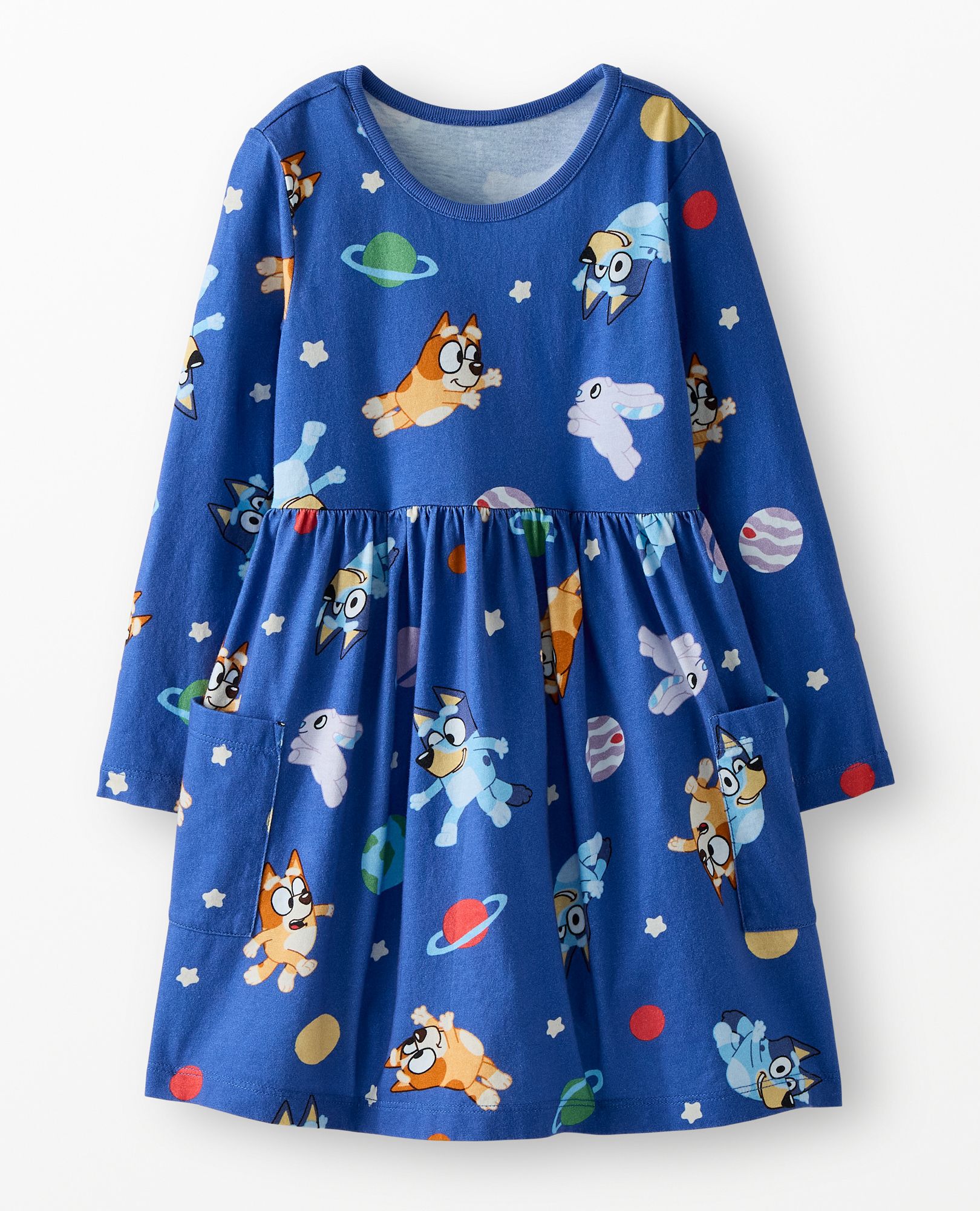 Bluey Long Sleeve Dress with Pockets