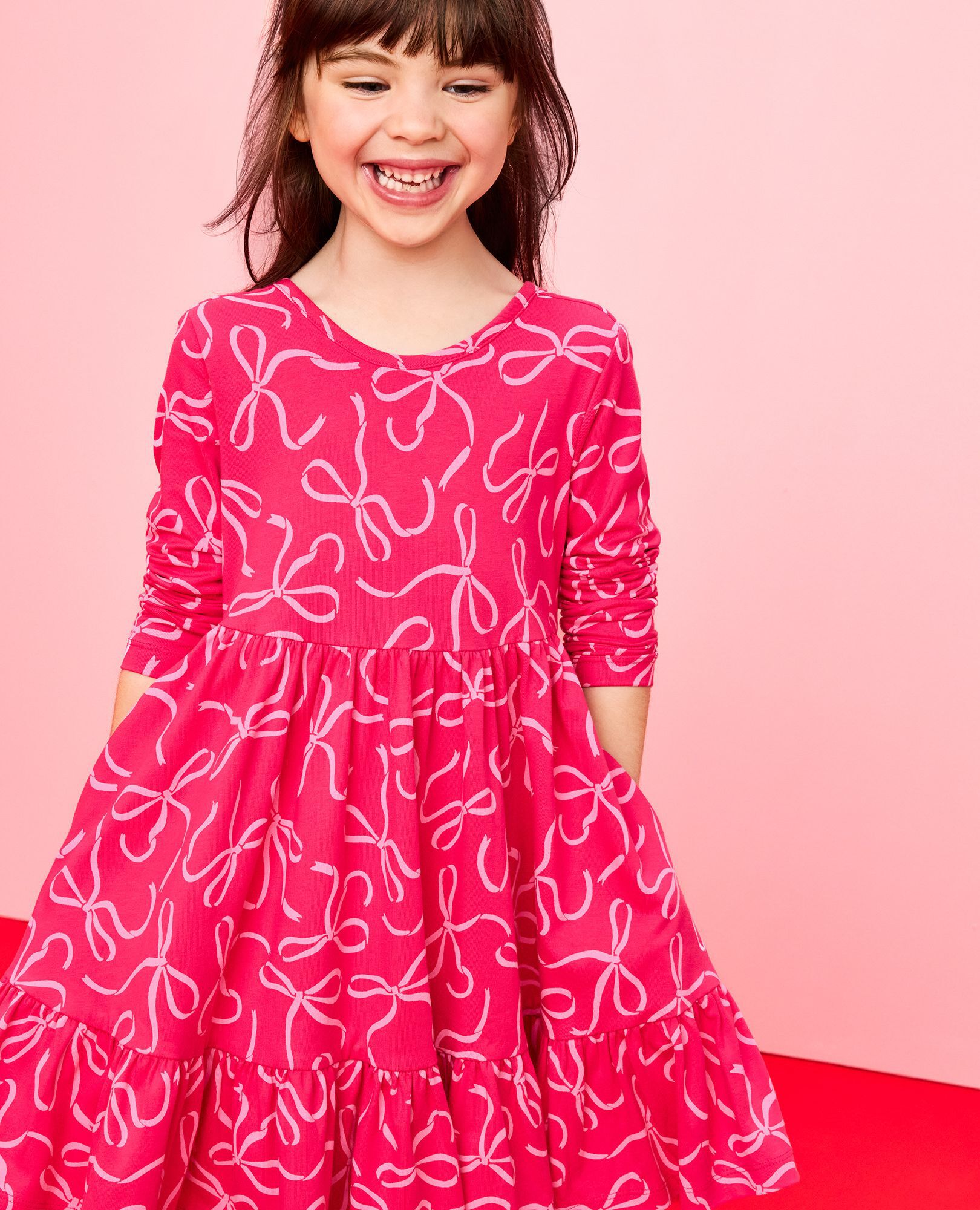 Long Sleeve Ruffle Skater Dress with Pockets - Image 13