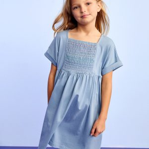 Dolman Sleeve Smocked Dress with Pockets