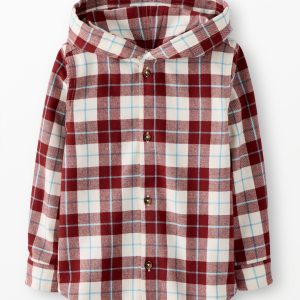 Flannel Hooded Button Up Shirt
