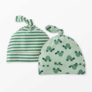 2-Piece Baby Layette Top Knot Beanie in HannaSoft?