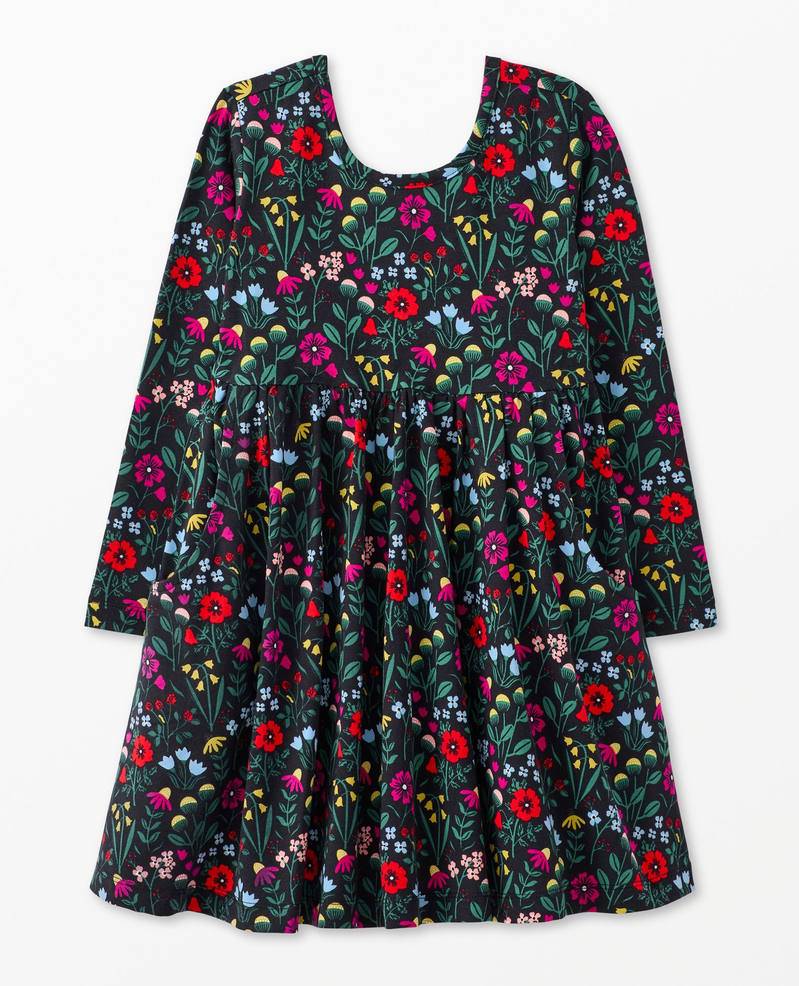 Holiday Long Sleeve Skater Dress with Pockets - Image 4