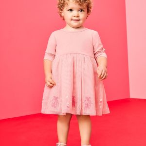 Baby Long Sleeve Tulle Embroidered Dress