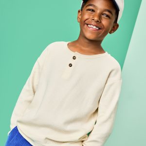 Relaxed Fit Waffle Henley