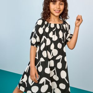 Puff Sleeve Challis Dress
