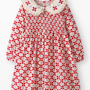 Embroidered Corduroy Dress with Pockets