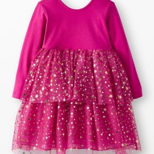 Long Sleeve Tulle Shimmer Dress