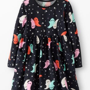 Halloween Long Sleeve Playground Dress with Pockets