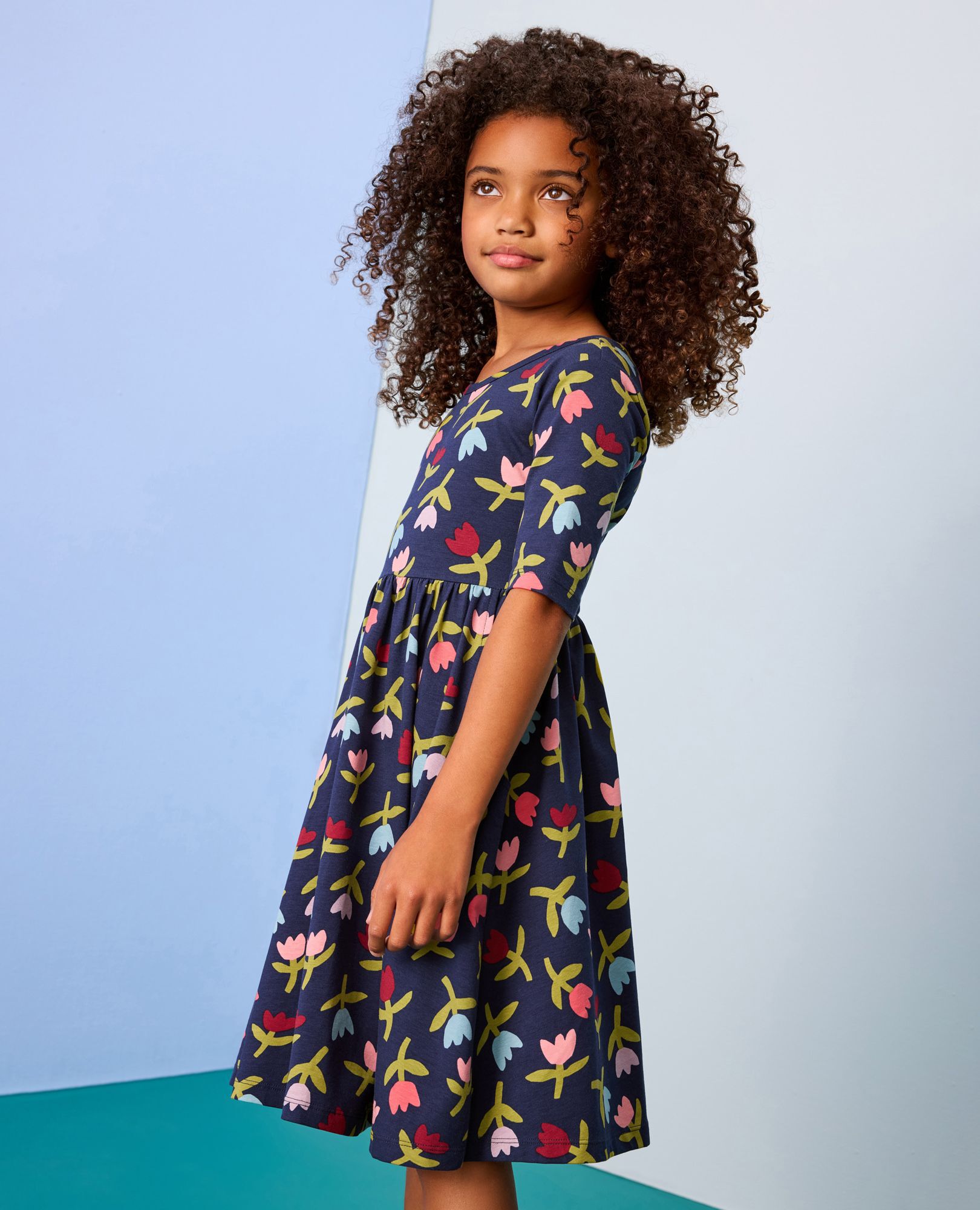 Elbow Sleeve Skater Dress with Pockets - Image 4