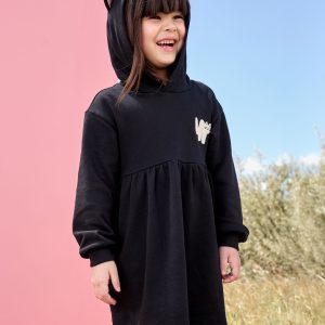 Halloween Long Sleeve French Terry Cat Dress