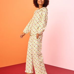 Women's Flannel Ruffle Pajama Set