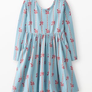 Holiday Long Sleeve Skater Dress with Pockets