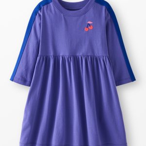 Stripe Sleeve Embroidered Dress