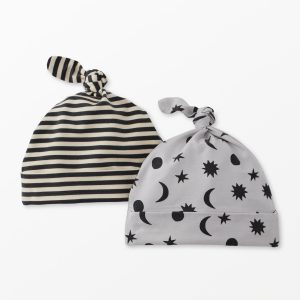 2-Piece Baby Layette Top Knot Beanie in HannaSoft?