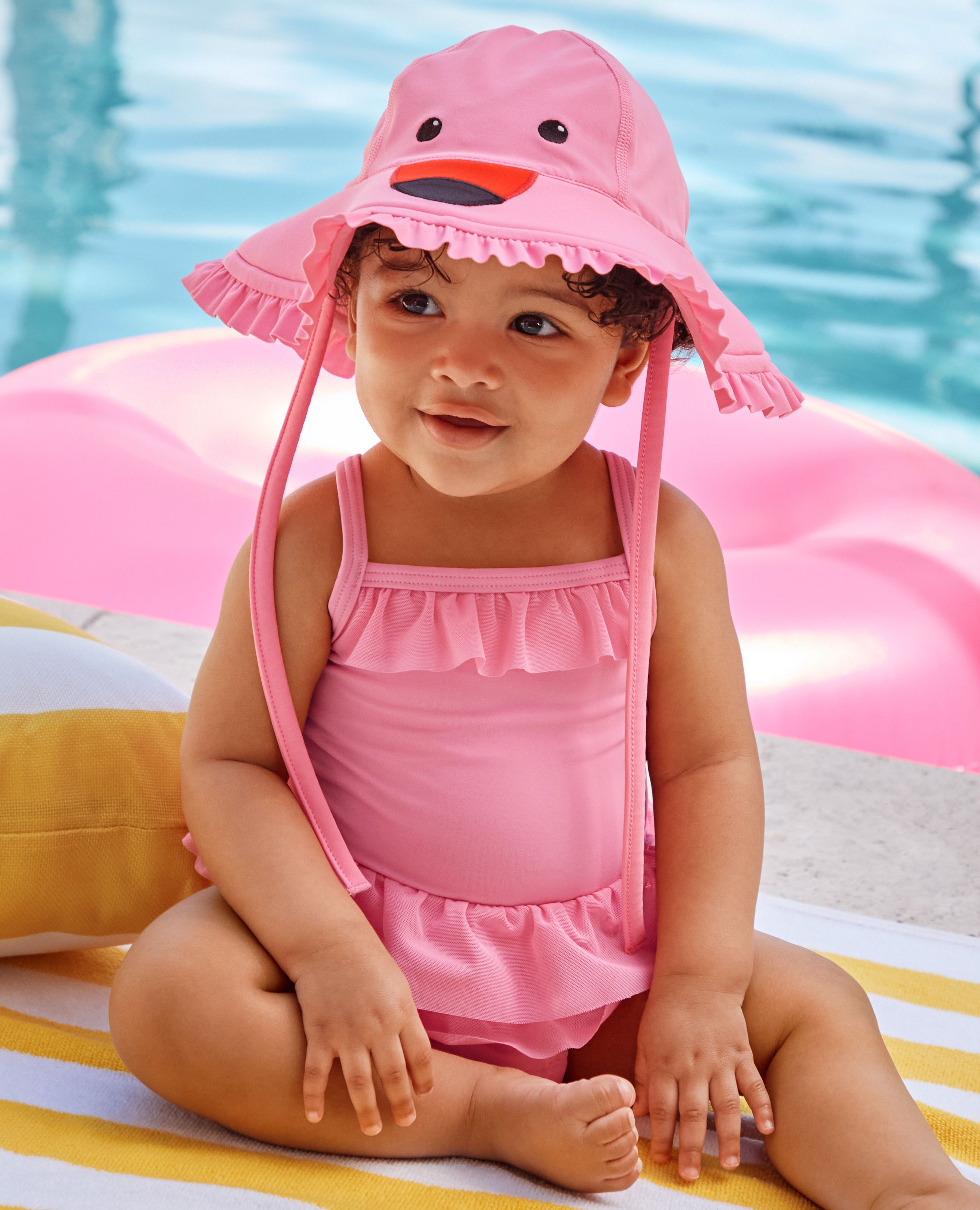 Baby One-Piece Flamingo Swimsuit & Swim Hat Set