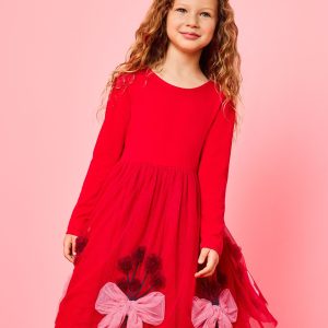 Long Sleeve Tulle Embroidered Dress