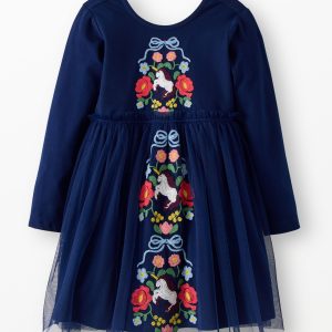 Long Sleeve Tulle Embroidered Dress
