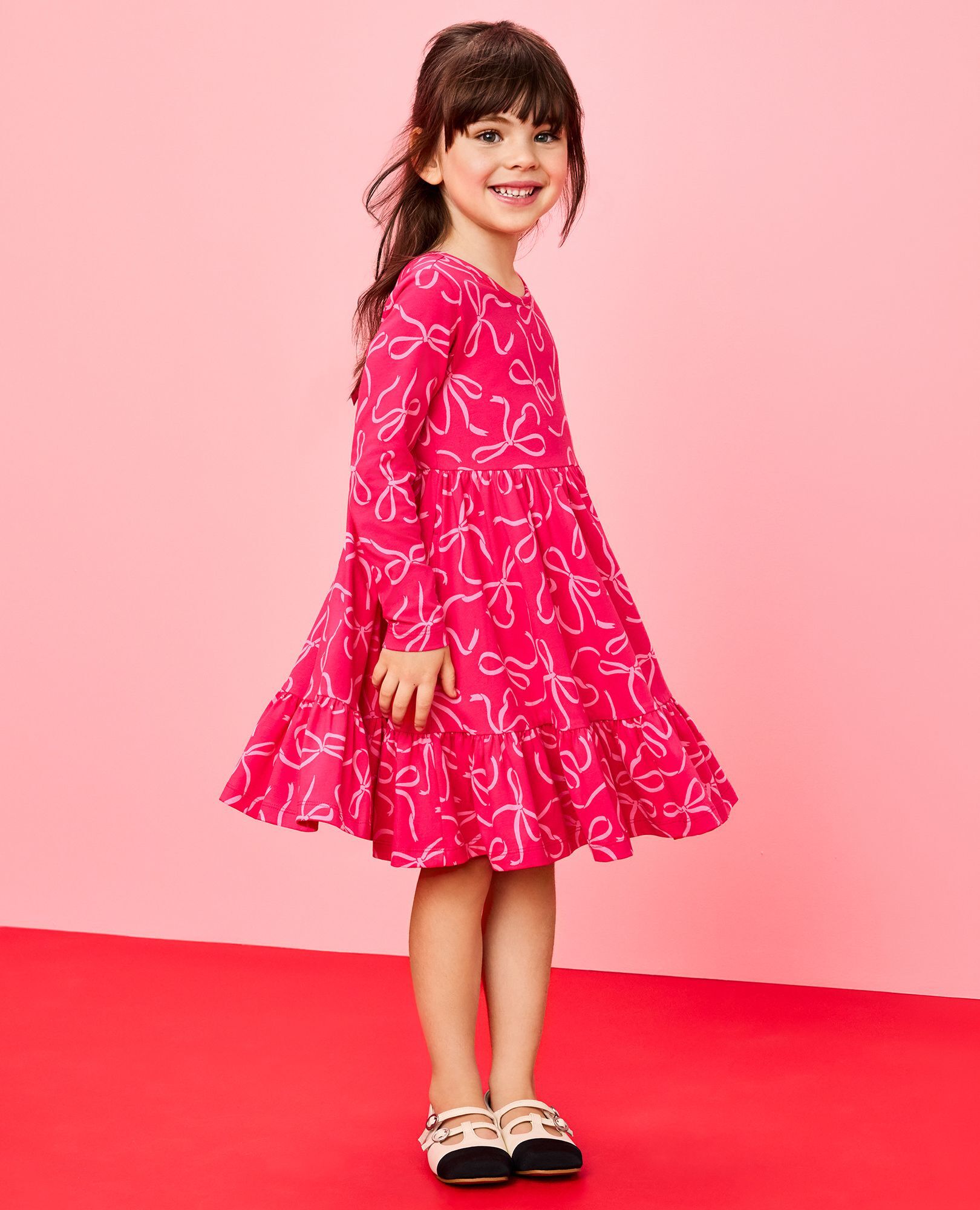 Long Sleeve Ruffle Skater Dress with Pockets - Image 12