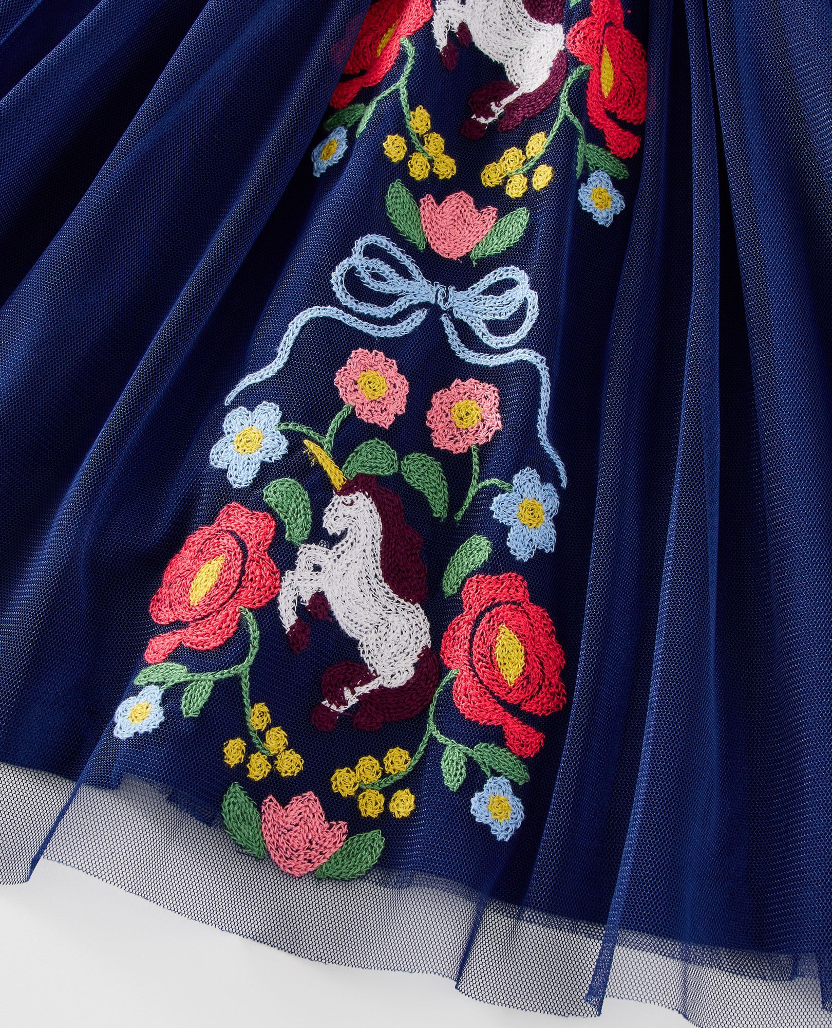 Long Sleeve Tulle Embroidered Dress - Image 3