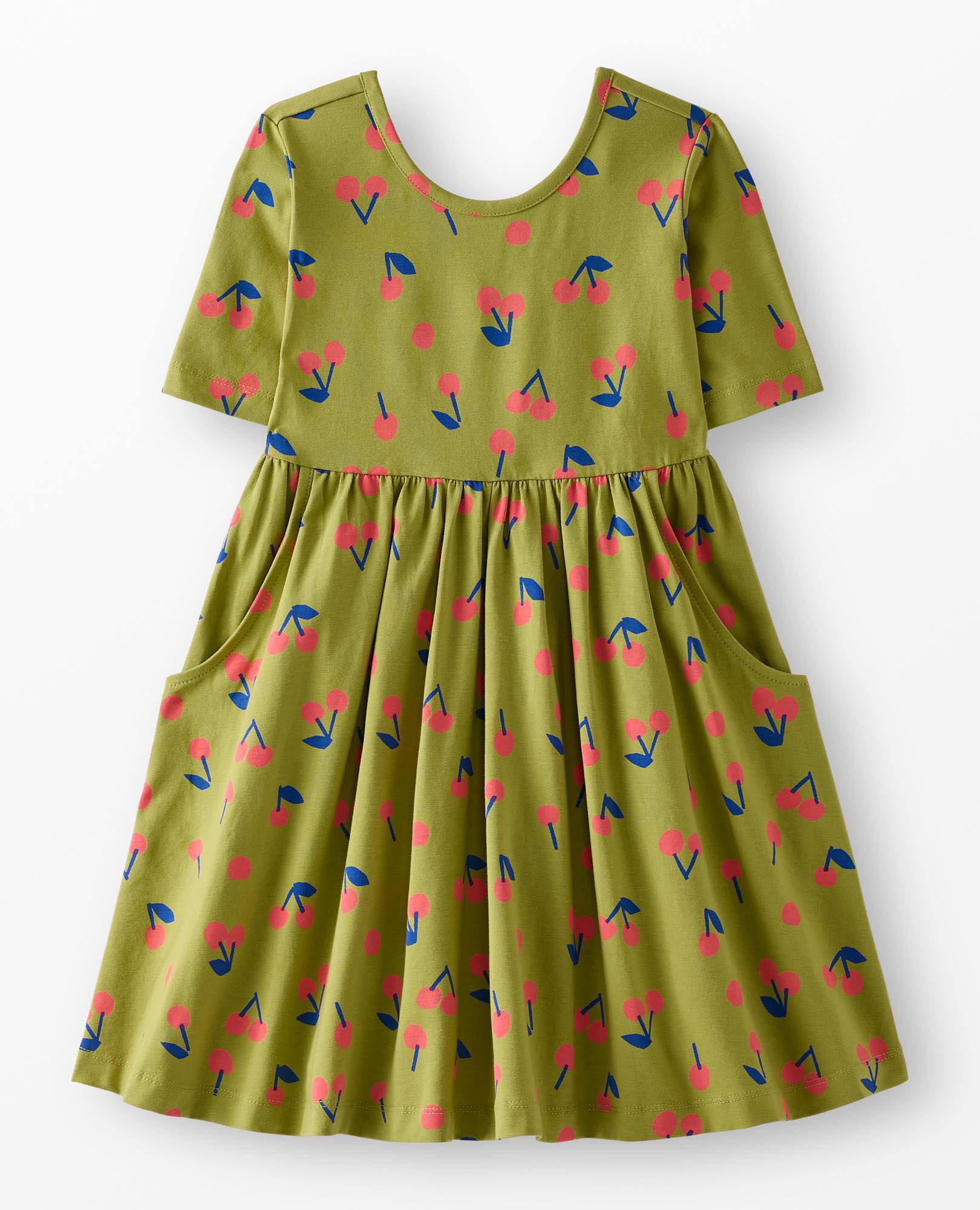 Elbow Sleeve Skater Dress with Pockets