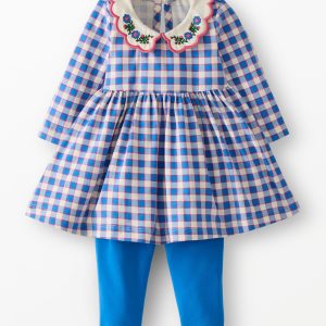 Baby Long Sleeve Collared Skater Dress & Leggings Set