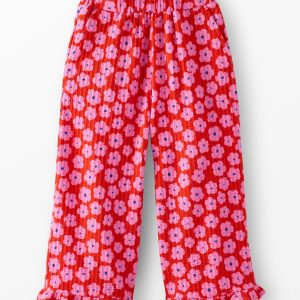 Jacquard Wide Leg Ruffle Pants