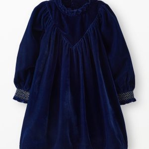 Balloon Sleeve Velvet Dress with Pockets