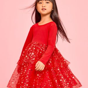 Long Sleeve Tulle Shimmer Dress