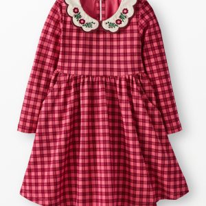 Long Sleeve Collared Skater Dress with Pockets