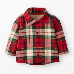 Baby French Terry Plaid Button Up Shirt