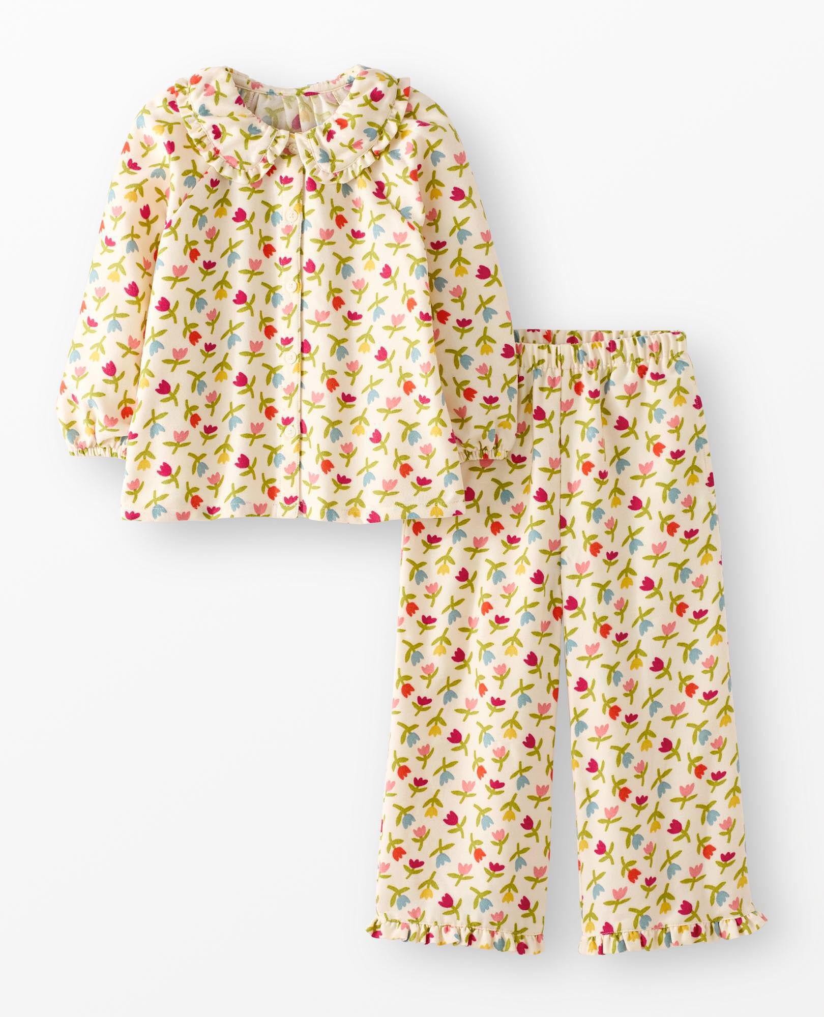 Ruffle Flannel Pajama Set
