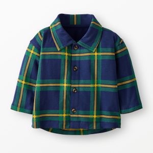 Baby French Terry Plaid Button Up Shirt