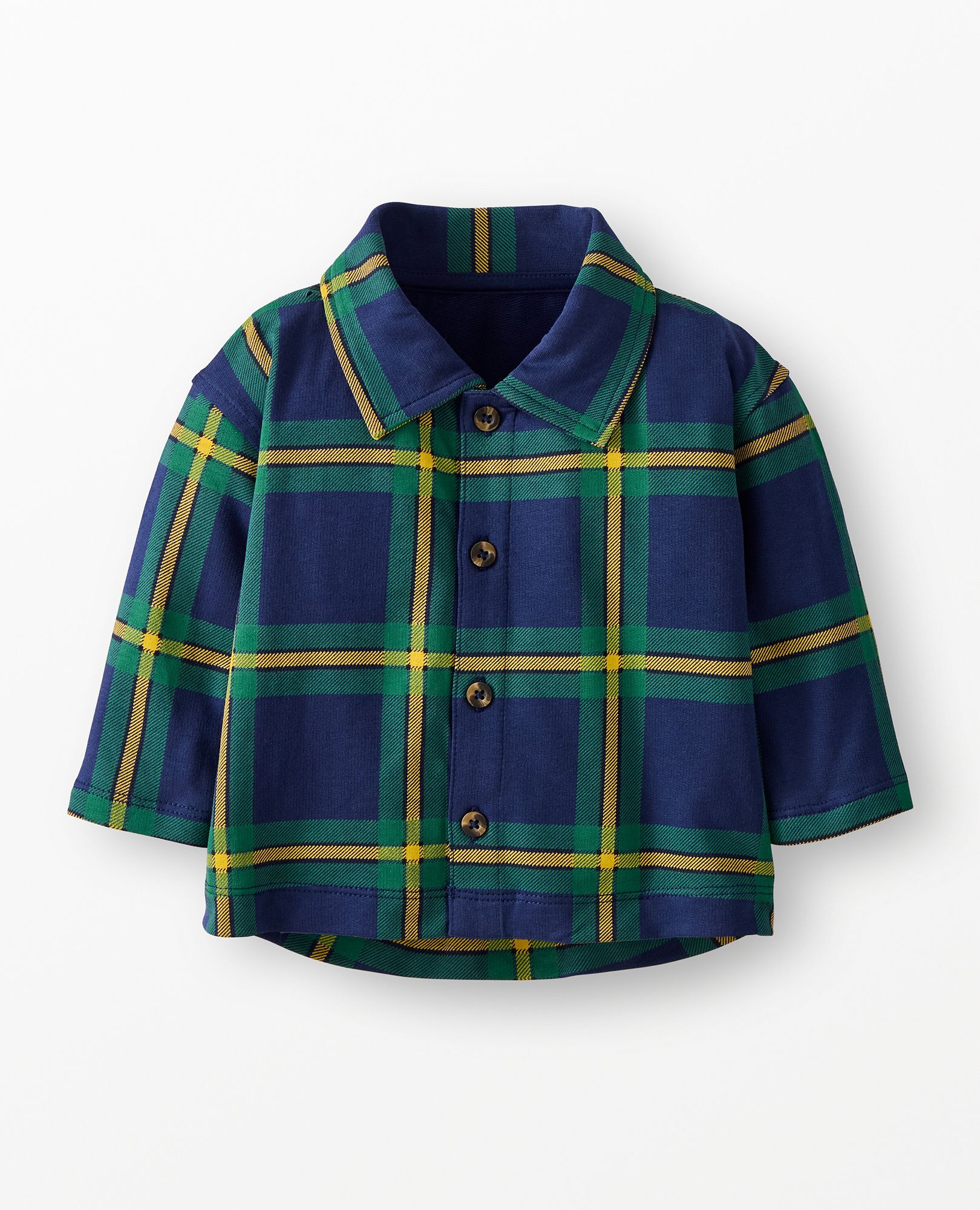 Baby French Terry Plaid Button Up Shirt
