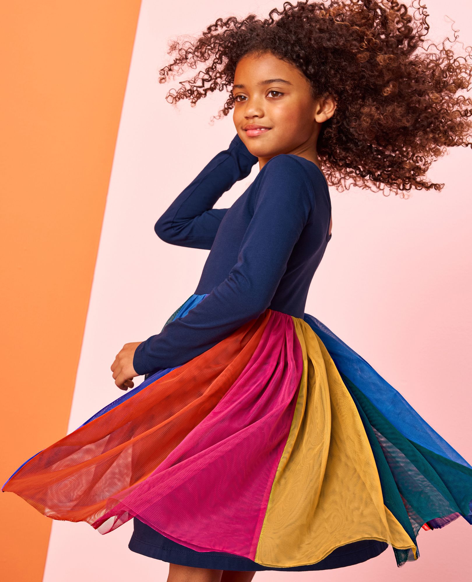 Long Sleeve Tulle Rainbow Dress - Image 9