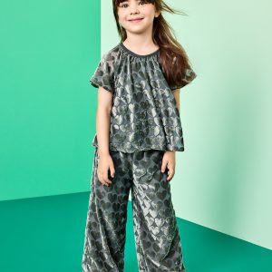 Velvet Top & Wide Leg Pants Set