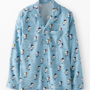 Adult Peanuts Holiday Flannel Pajama Top