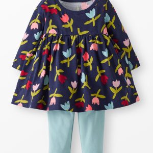 Baby Long Sleeve Pocket Dress & Leggings Set