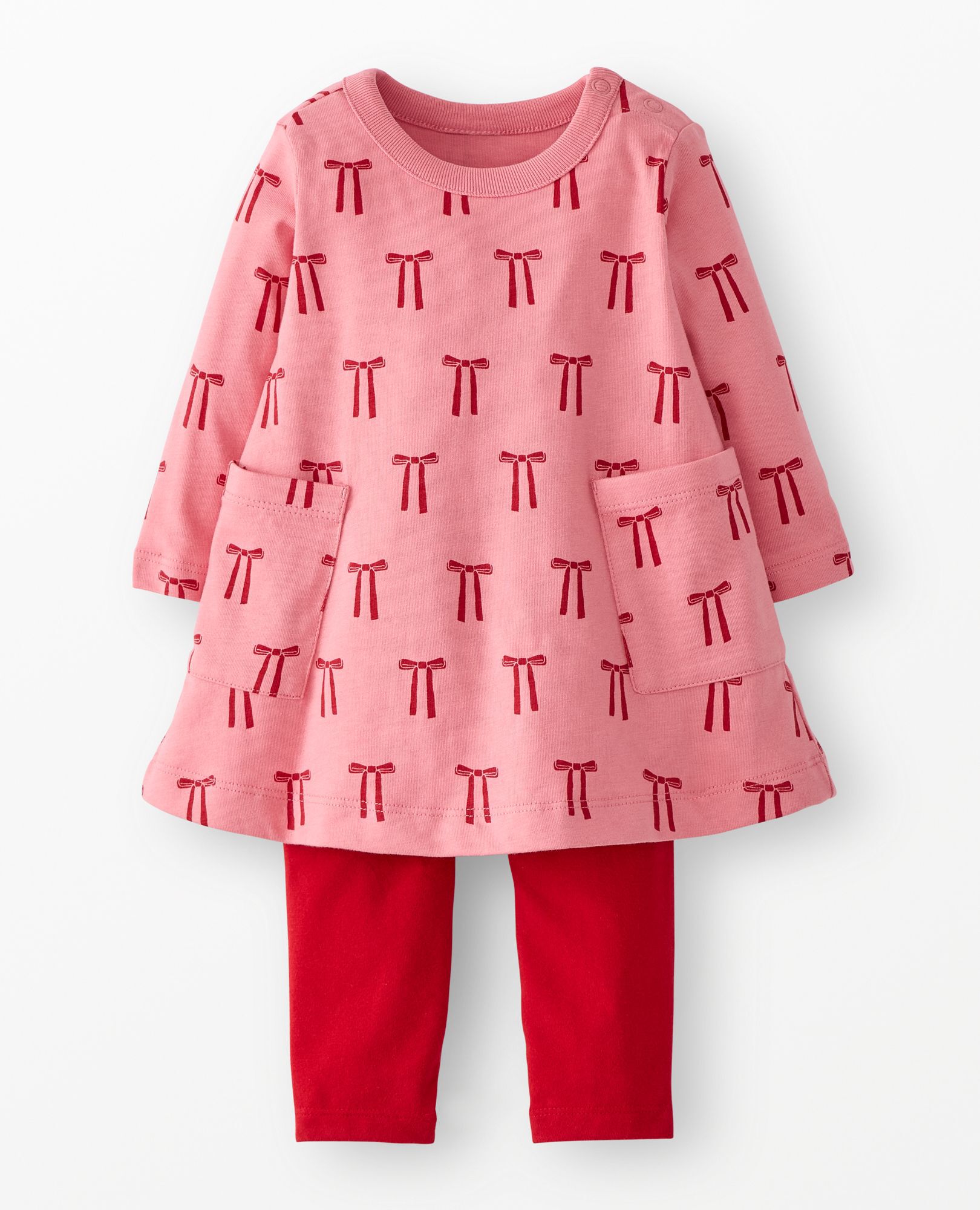 Baby Holiday Long Sleeve Pocket Dress & Leggings Set