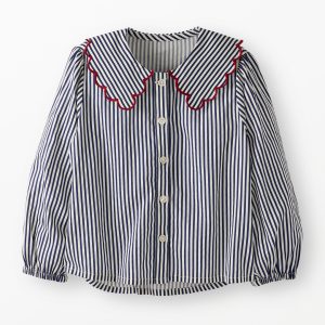 Long-Sleeve Collared Twill Top